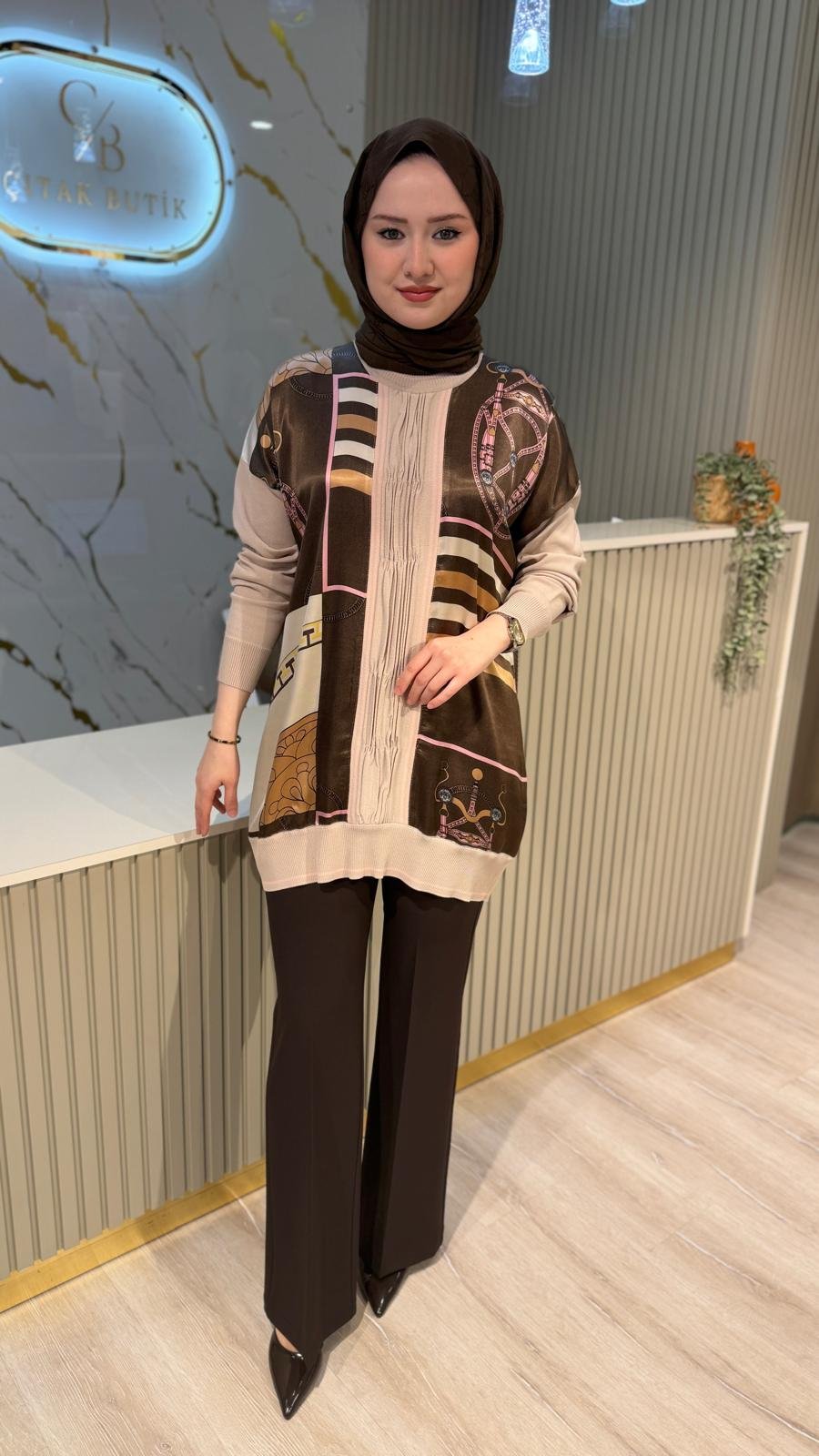 GHİSA 04148 TUNİK- KAHVE/ BEJ