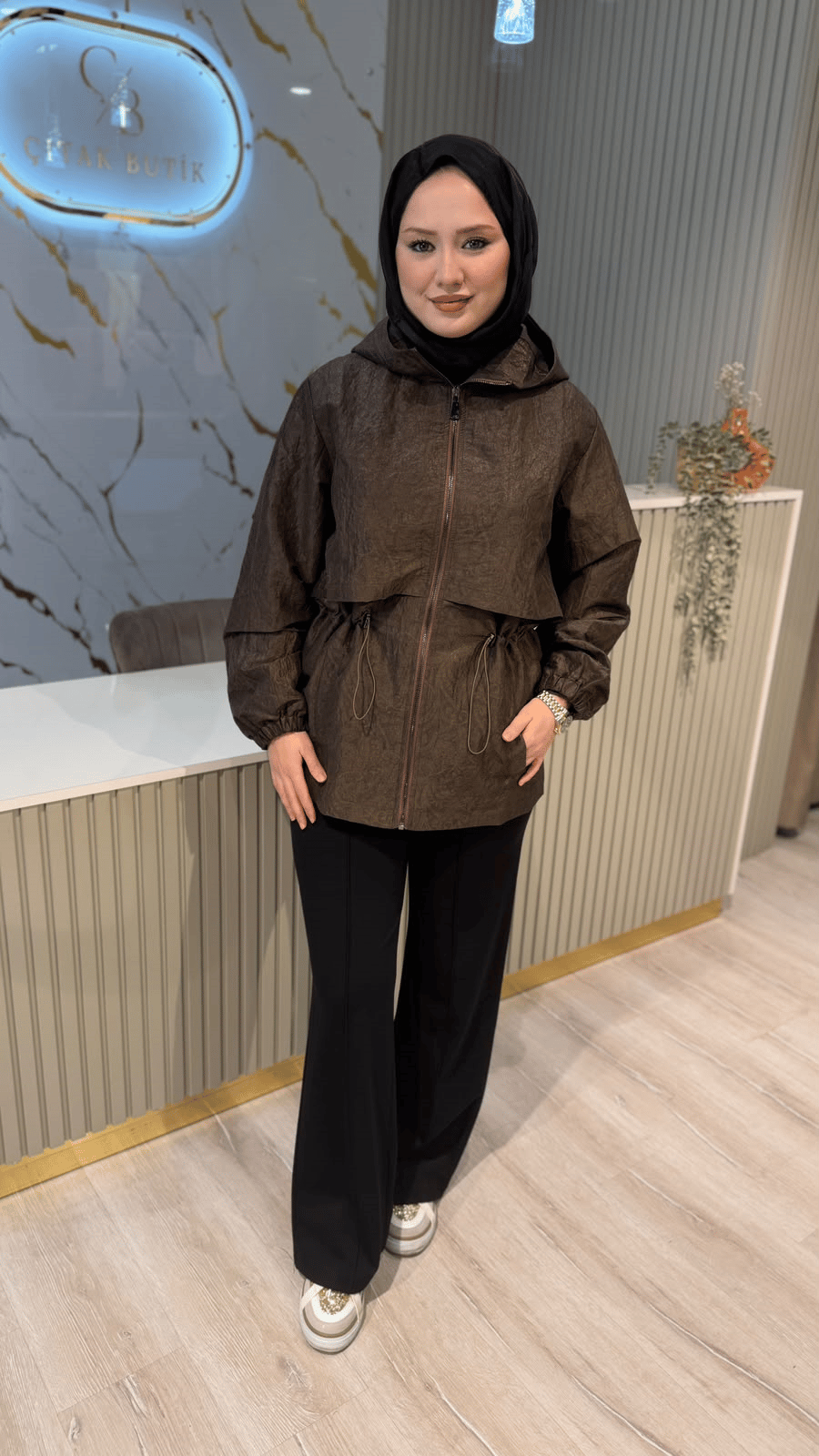 GHİSA 06600 KENDİNDEN DESENLİ MONT- KAHVE