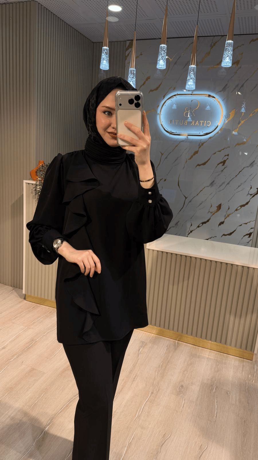 GHİSA 4343 VOLANLI TUNİK- SİYAH