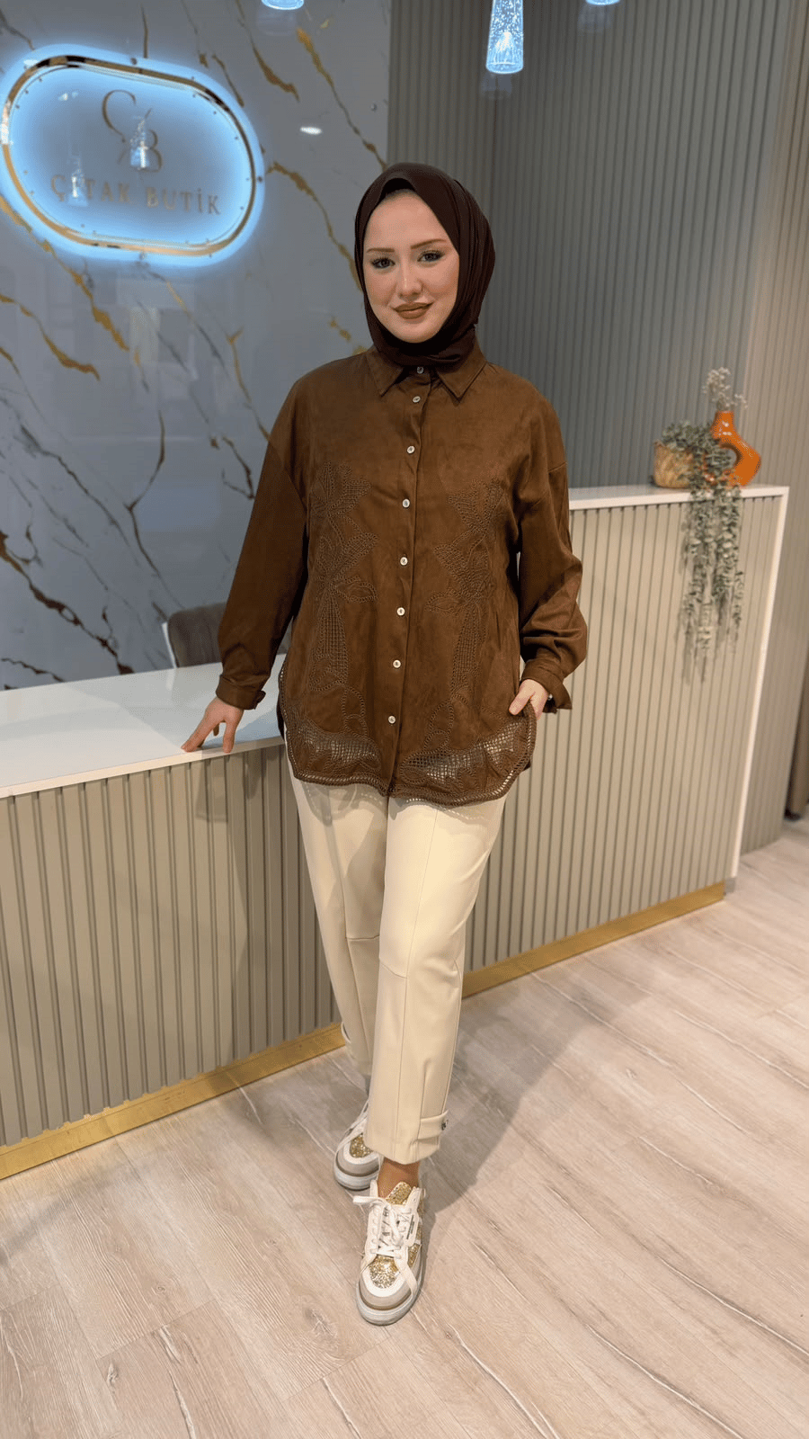 GHİSA 4471 SÜET GÖMLEK - KAHVE