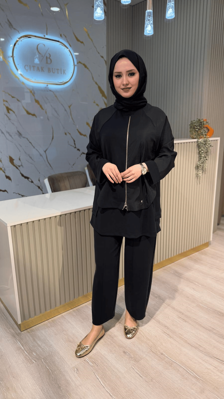 GHİSA 9143 FERMUAR DETAY TAKIM-SİYAH
