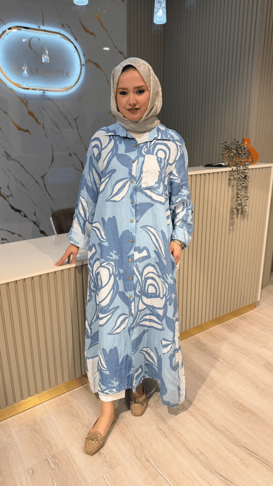 İTHAL 803 DESENLİ GÖMLEK / KAP - MAVİ