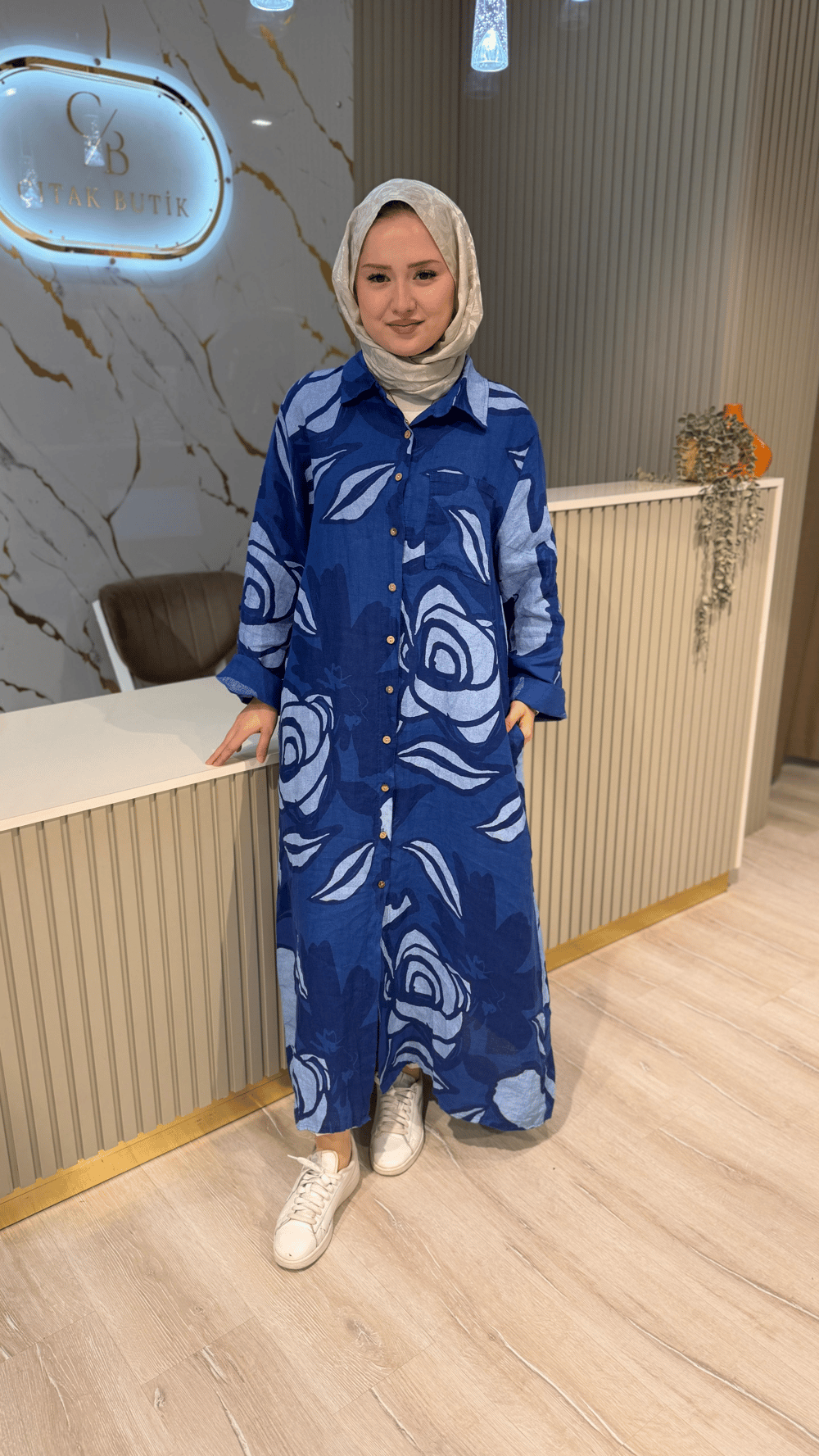İTHAL 803 DESENLİ GÖMLEK/KAP - SAKS