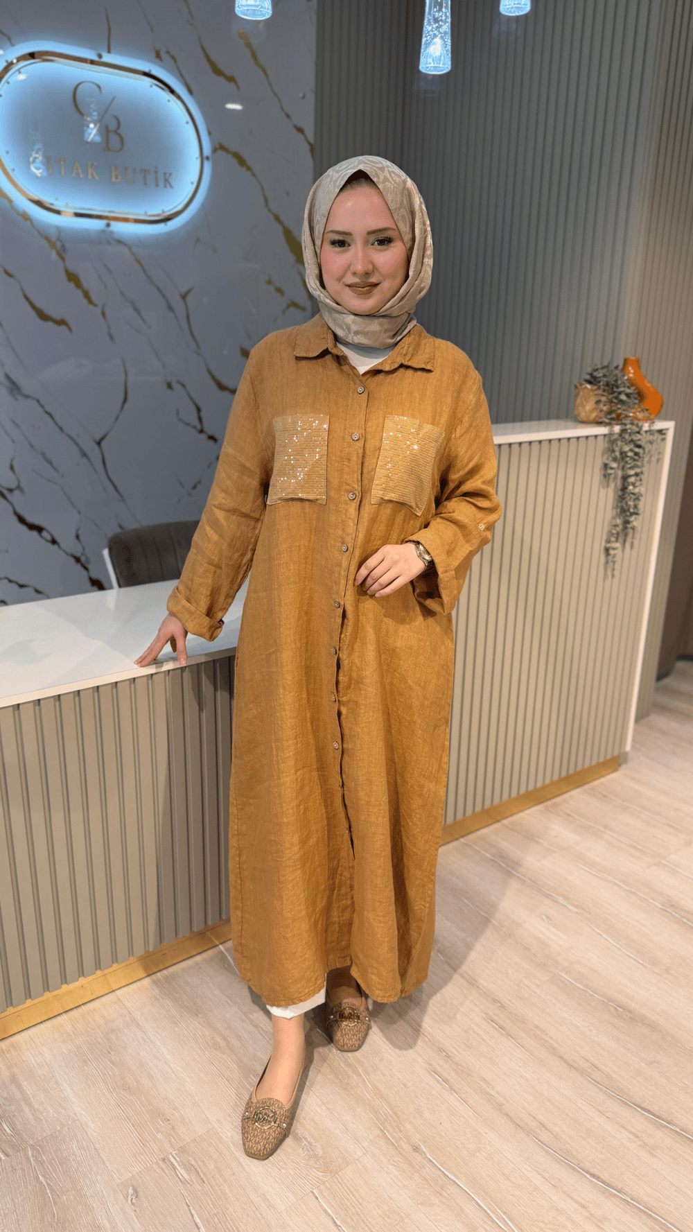 İTHAL 804 CEBİ PUL DETAYLI GÖMLEK/KAP-SÜTLÜ KAHVE
