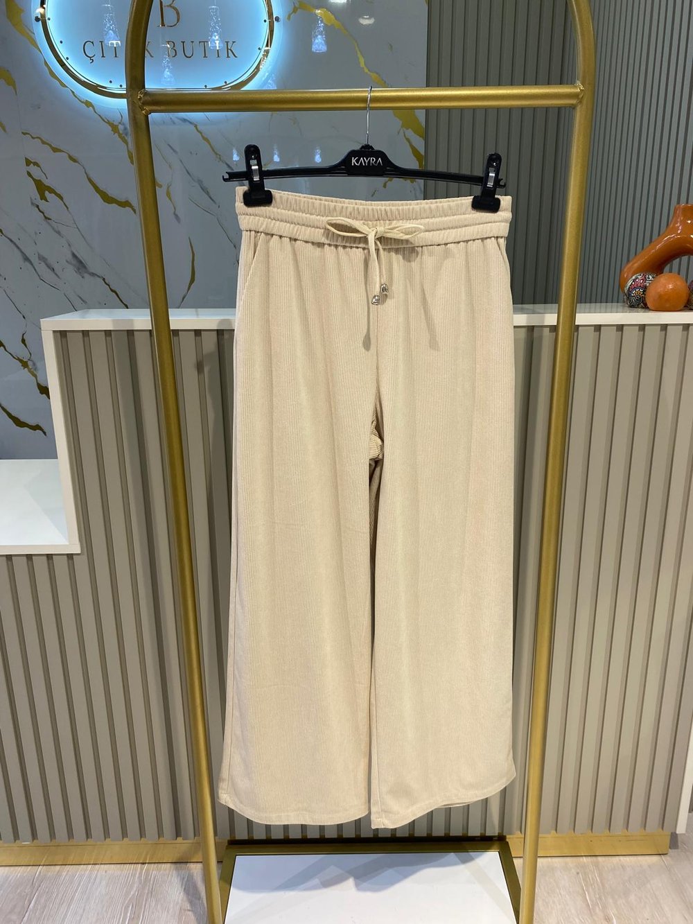 KAYRA 19139 FİTİLLİ PANTALON- TAŞ