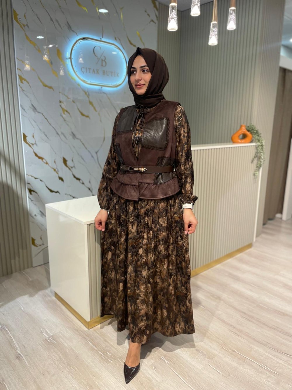 LİSSMORE 6091 SÜET YELEKLİ ELBİSE