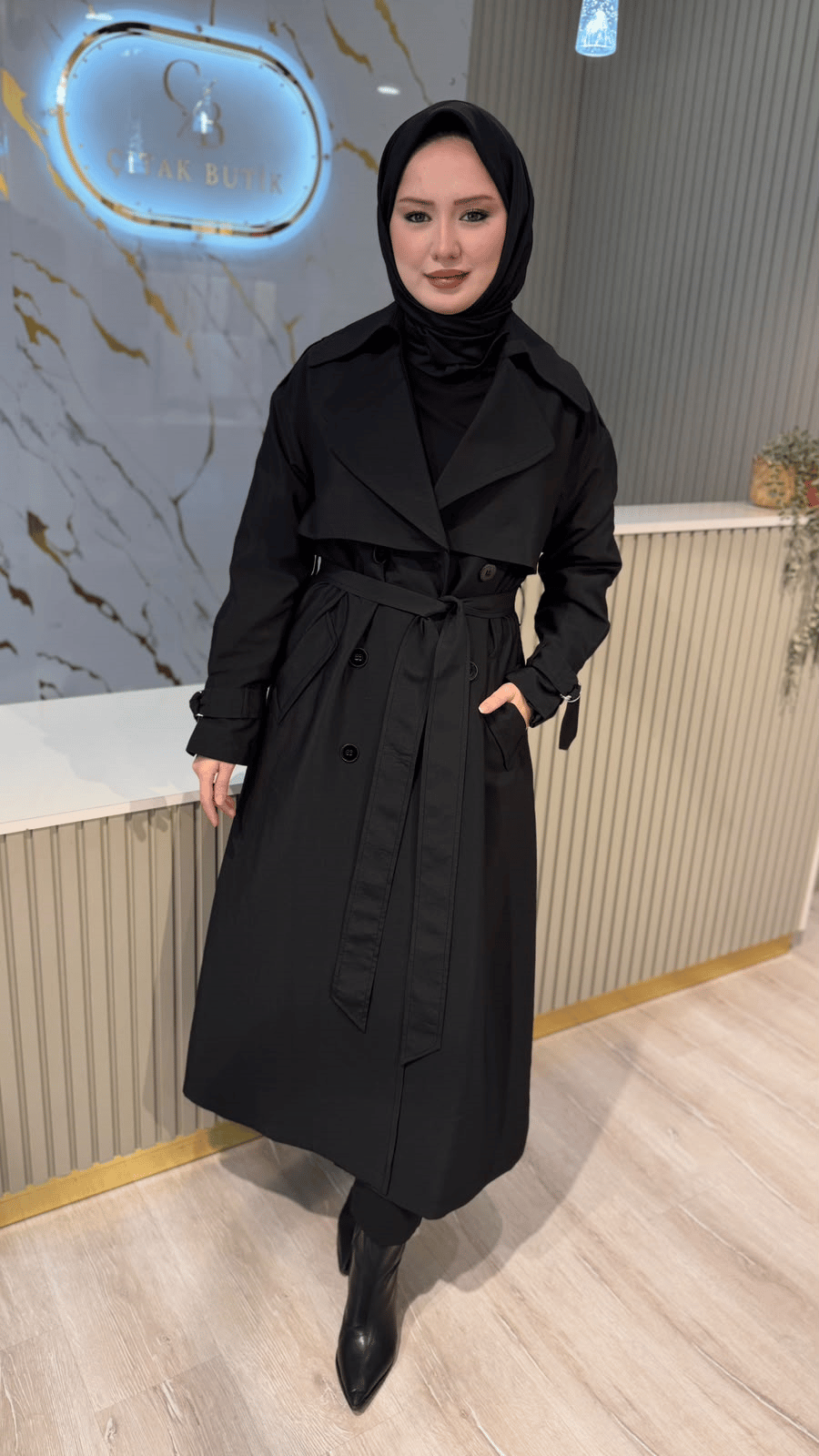 MASSİMO DONNA 843 TRENÇKOT - SİYAH