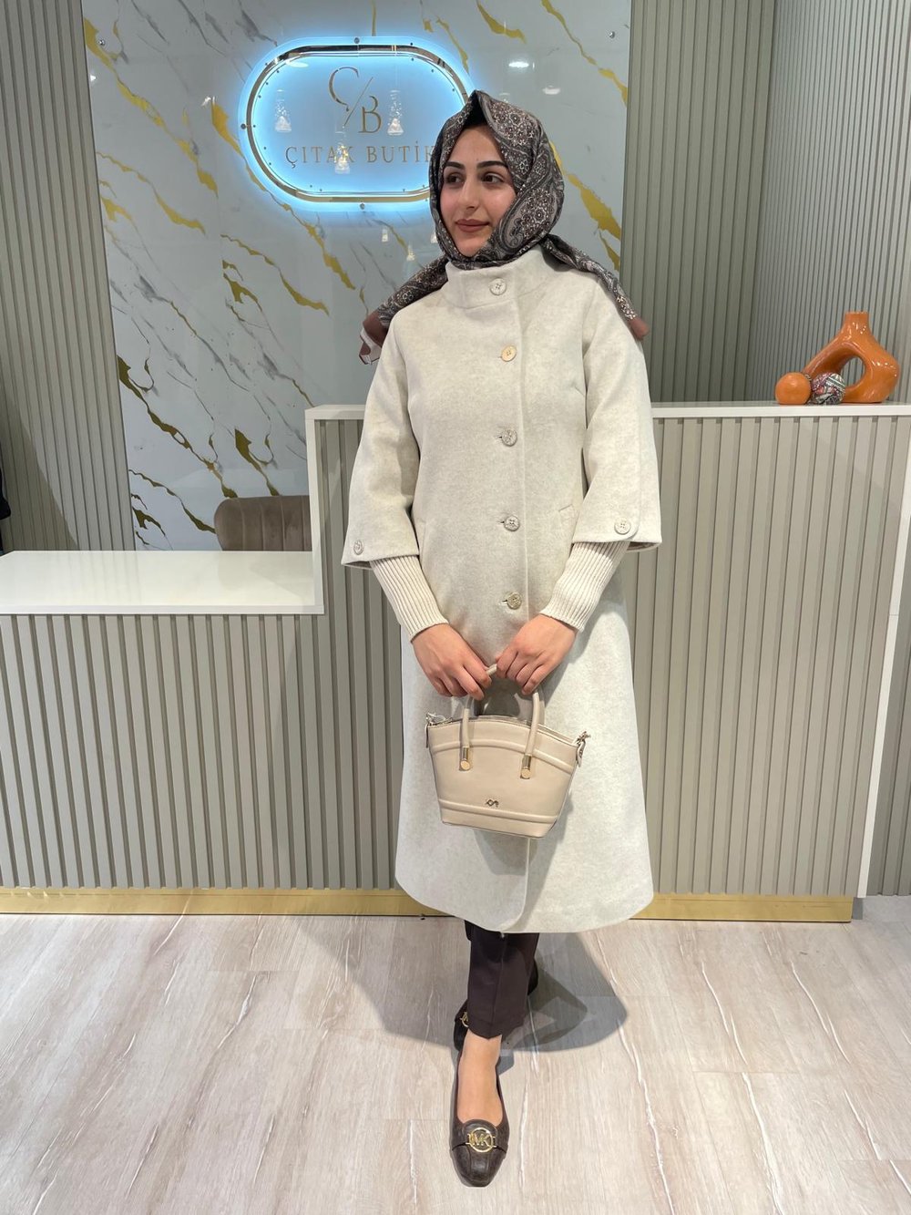 MİCCA 242517 KOL RİBANA DETAY KABAN-KREM