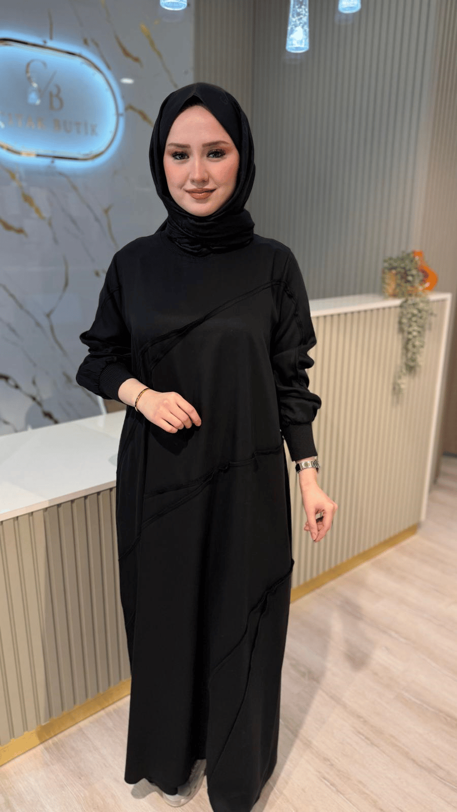 MİCCA 261307 LYOCELL KUMAŞ ELBİSE - SİYAH
