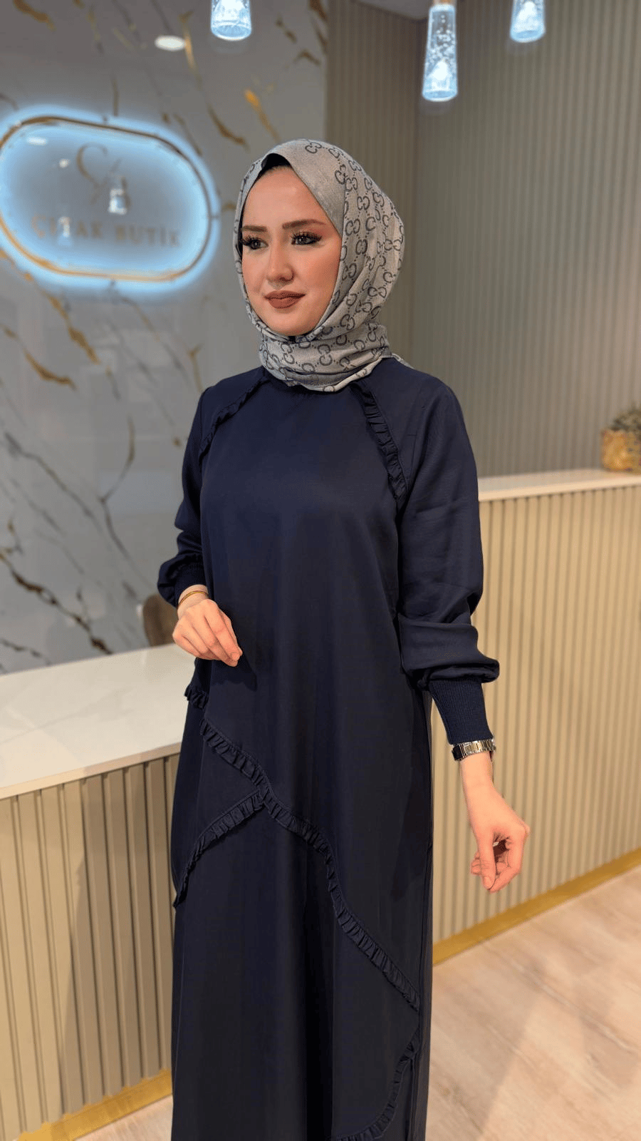 MİCCA 261309 FIRFIR DETAY ELBİSE -LACİVERT
