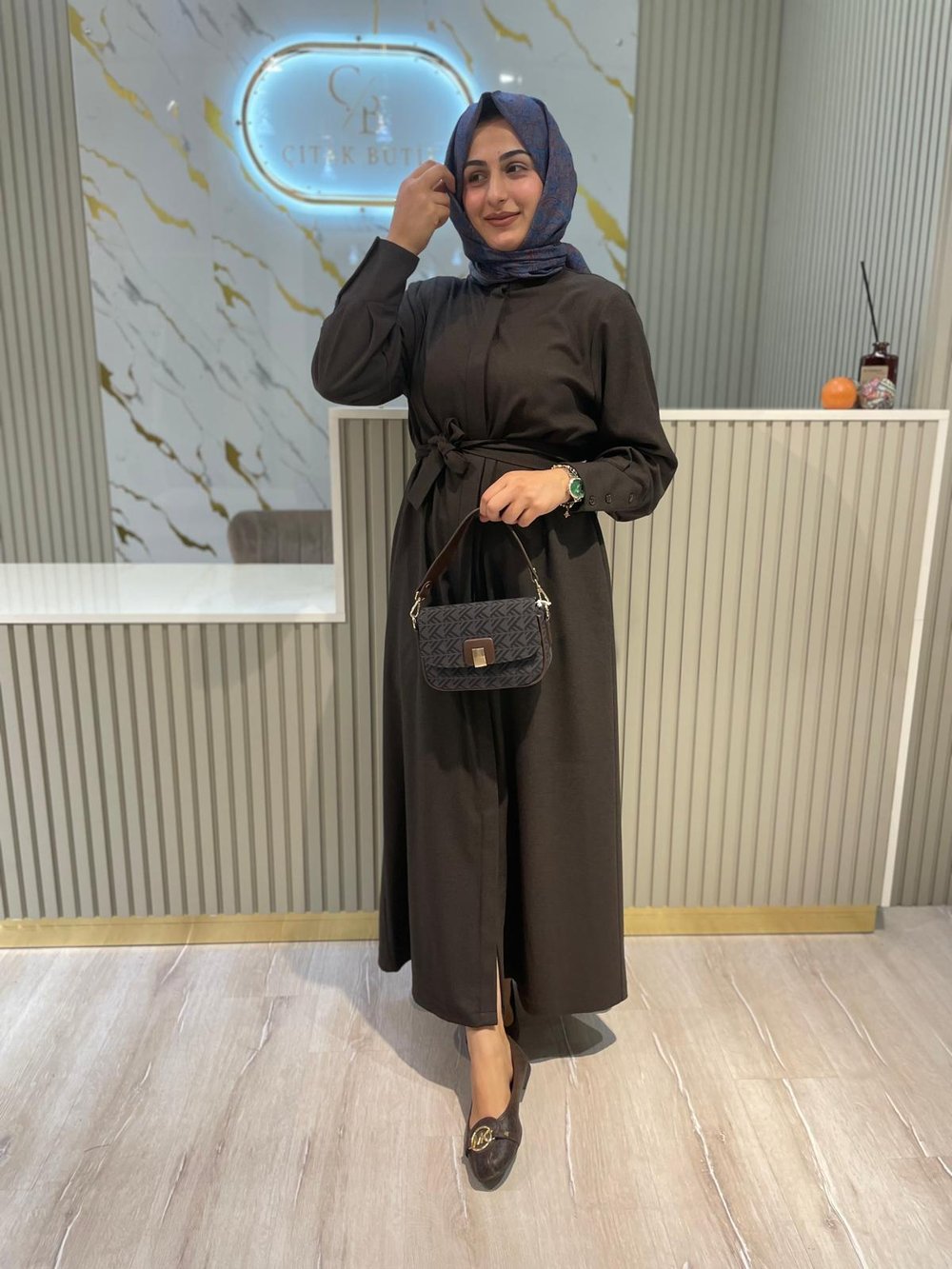 MRW 1543 MUA ELBİSE-KAHVERENGİ