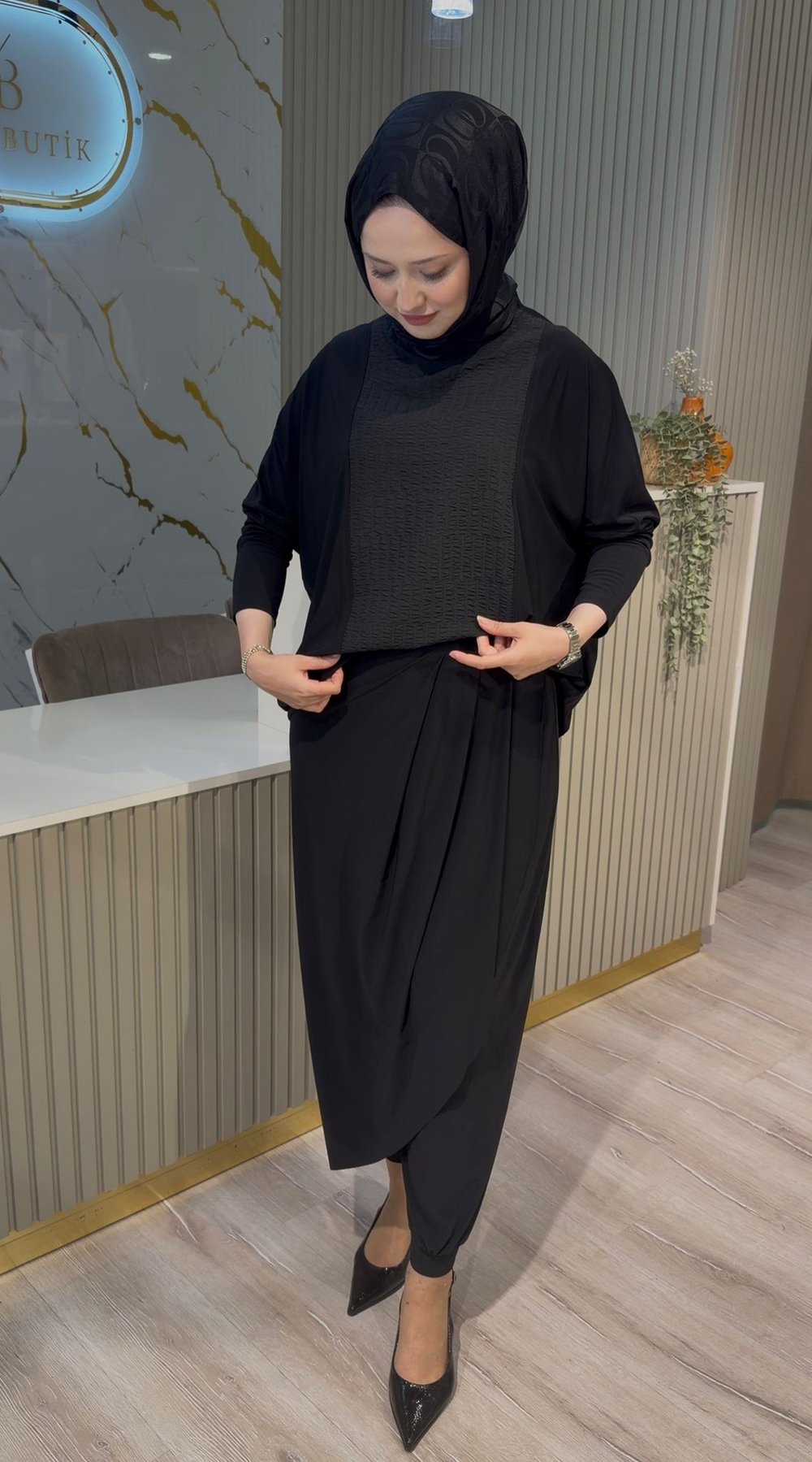 NURCAN ÇETİN 26518 ŞALVARLI TAKIM- SİYAH