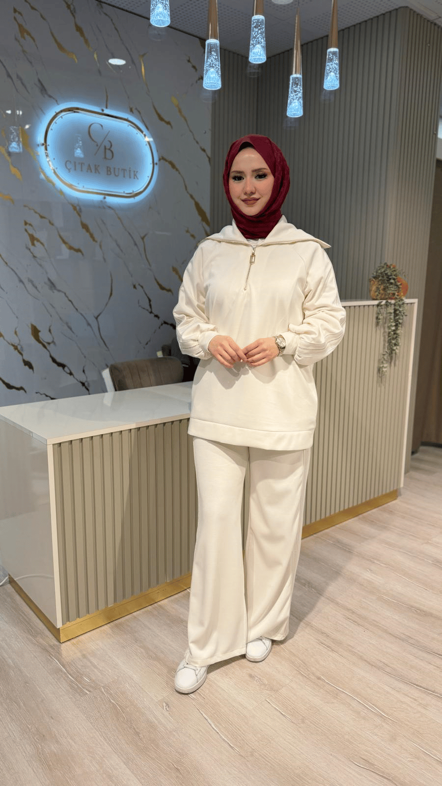NUSS 1093 BİYE DETAY EŞOFMAN TAKIM-EKRU