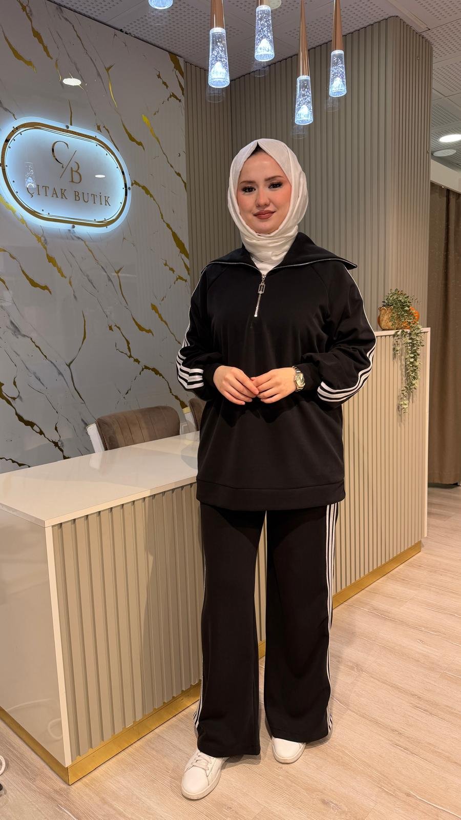 NUSS 1093 BİYE DETAY EŞOFMAN TAKIM-SİYAH