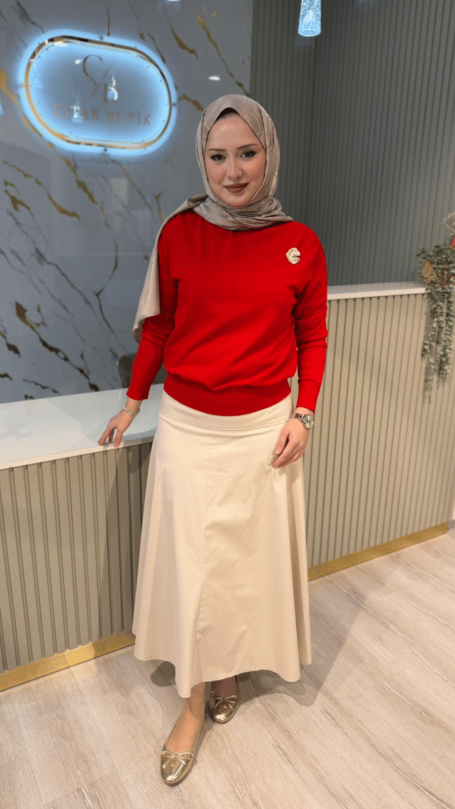 NUSS 200 MERSERİZE BLUZ - KIRMIZI