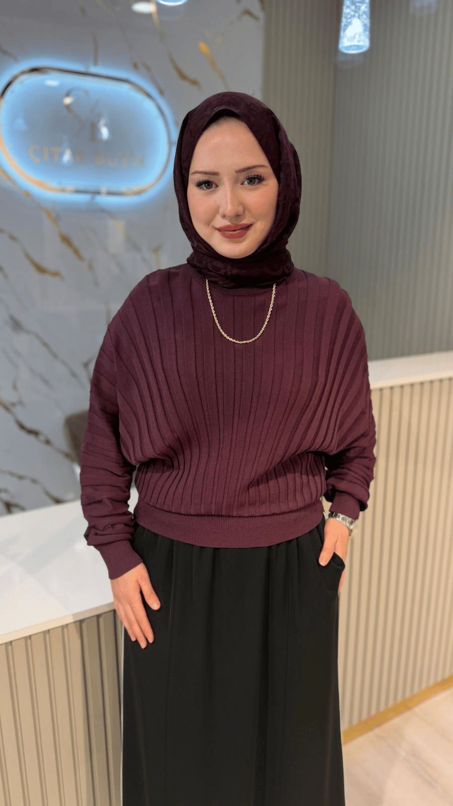 NUSS 202 MERSERİZE BLUZ - BORDO