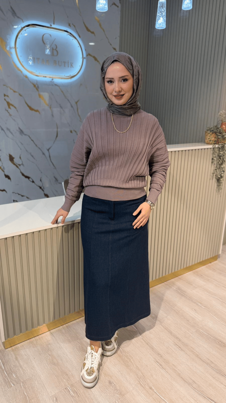 NUSS 202 MERSERİZE BLUZ - VİZON