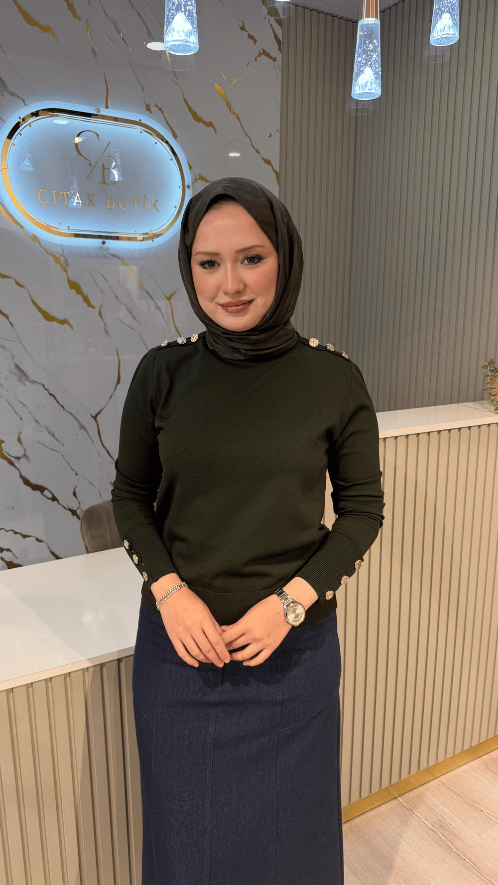 NUSS 203 MERSERİZE BLUZ - HAKİ