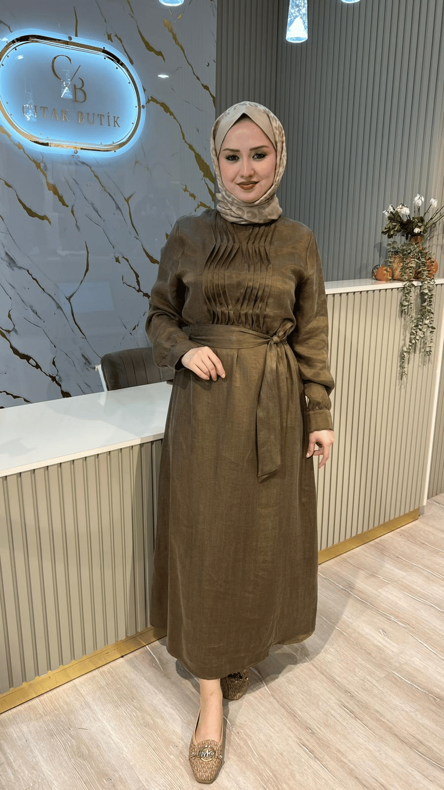 NUSS 2045 ELBİSE - SÜTLÜ KAHVE