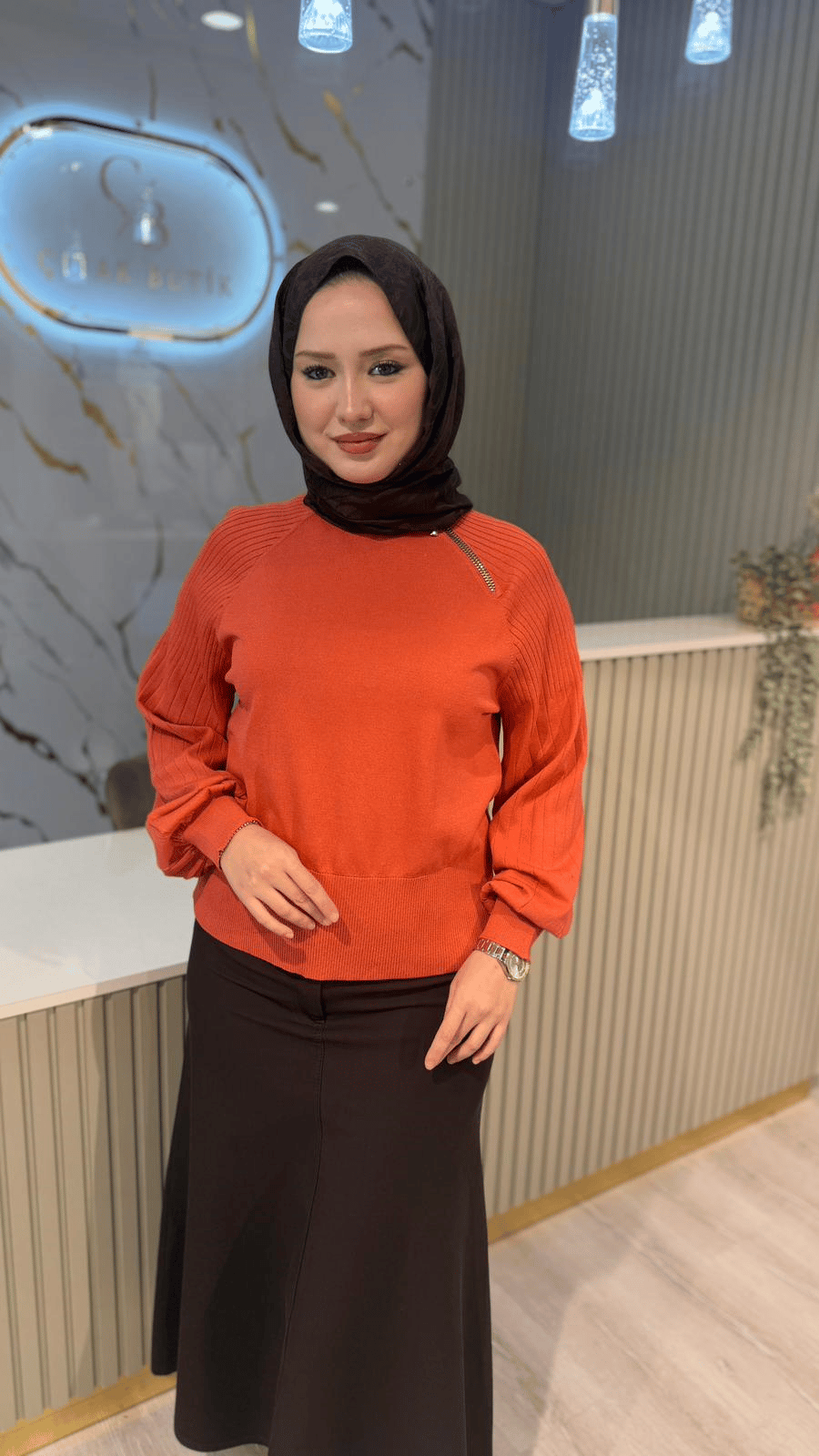 NUSS 205 FERMUAR DETAYLI BLUZ - KİREMİT
