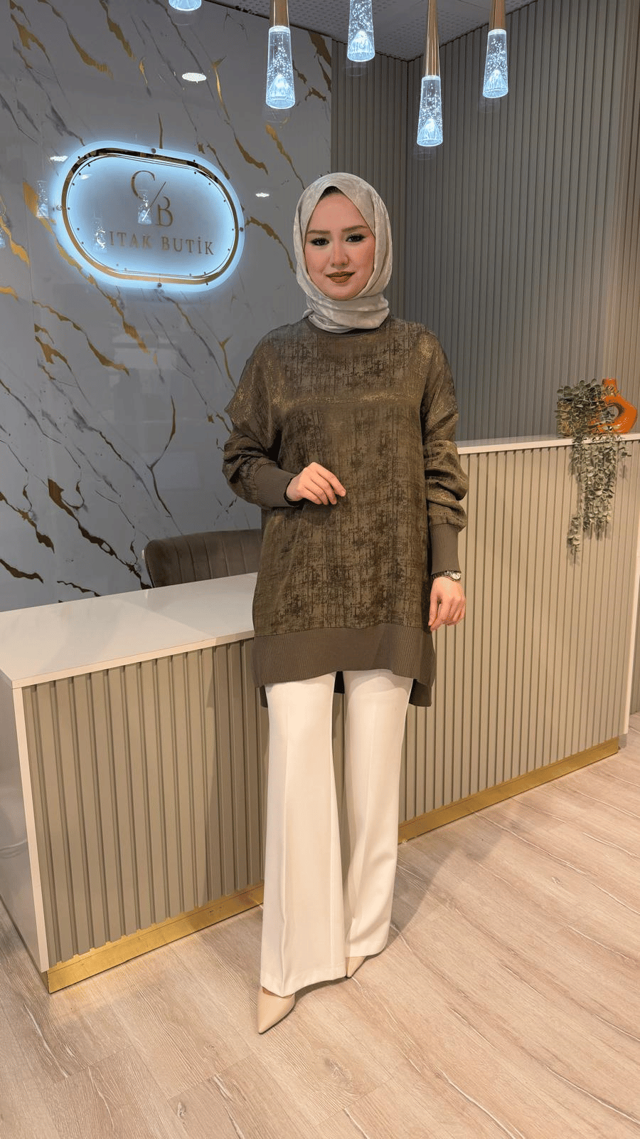 NUSS 3013 JAKAR DESEN TUNİK - HAKİ