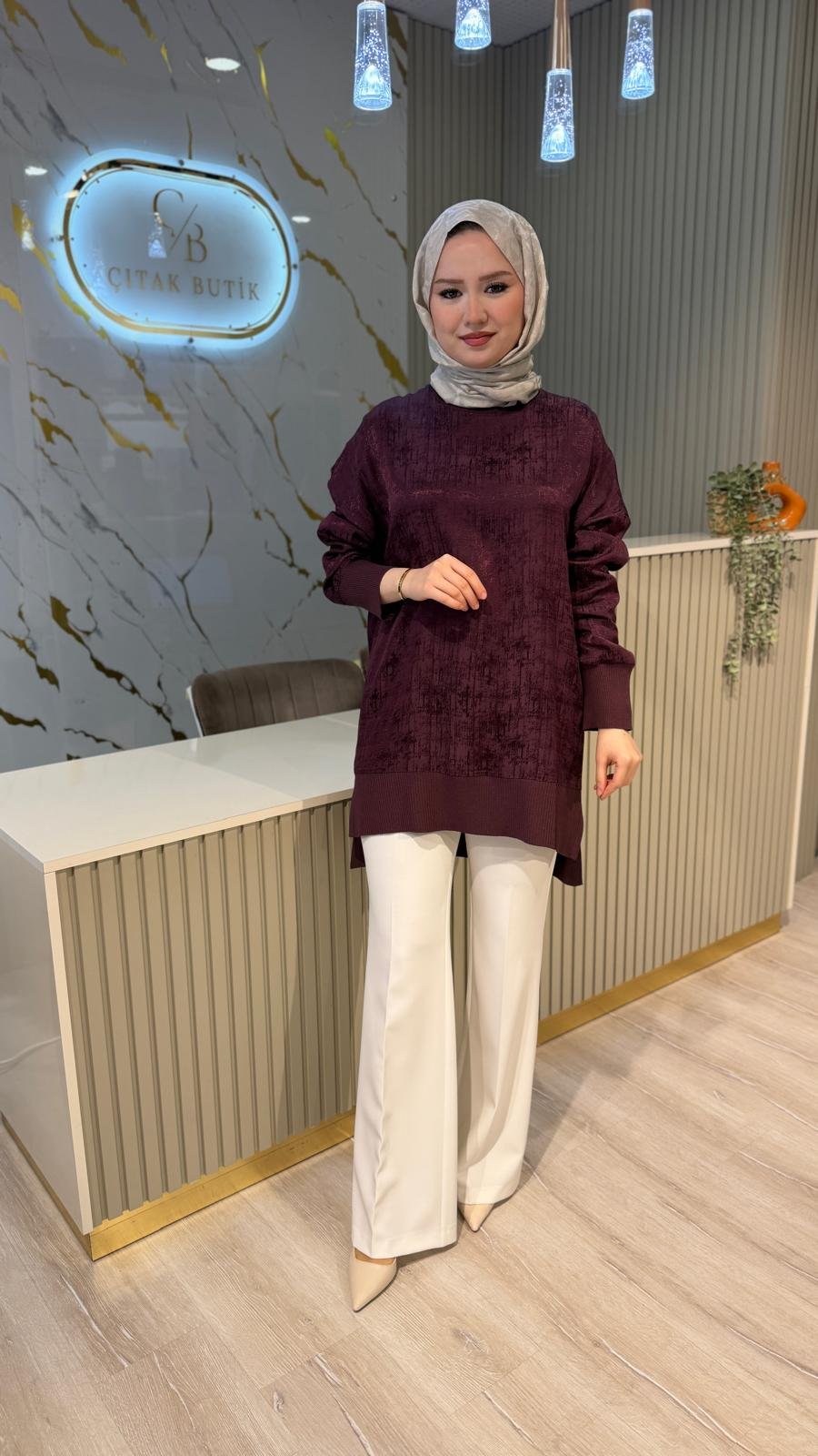 NUSS 3013 JAKAR DESEN TUNİK - MÜRDÜM