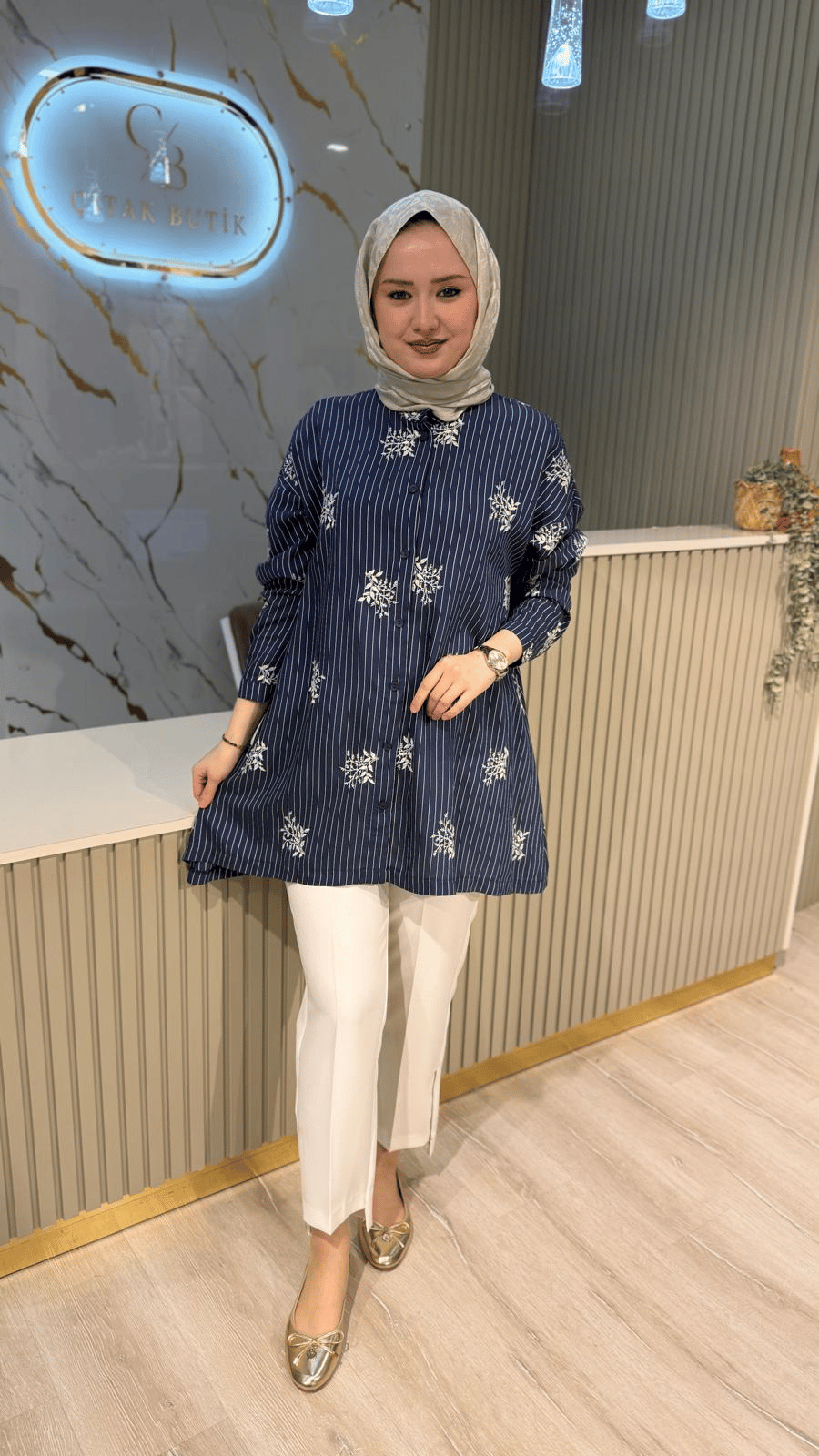 NUSS 3015 ÇİZGİLİ GÖMLEK- LACİVERT