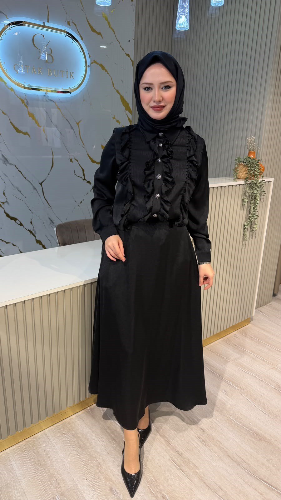 OTTO 1717 FIRFIRLI ETEKLİ TAKIM - SİYAH