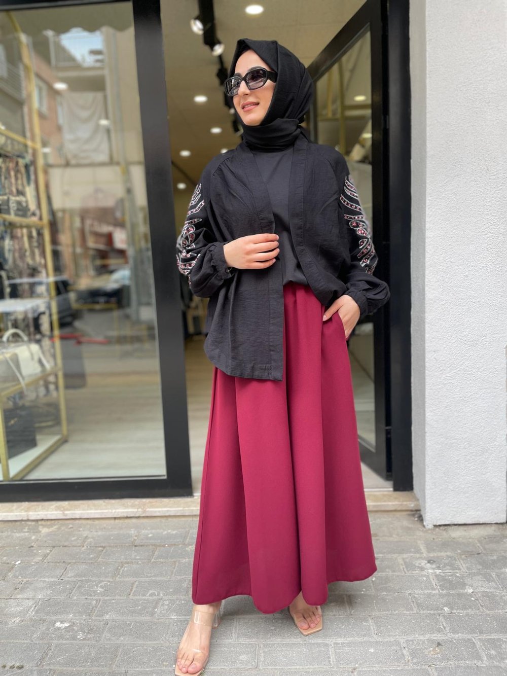Pantolon Etek-BORDO