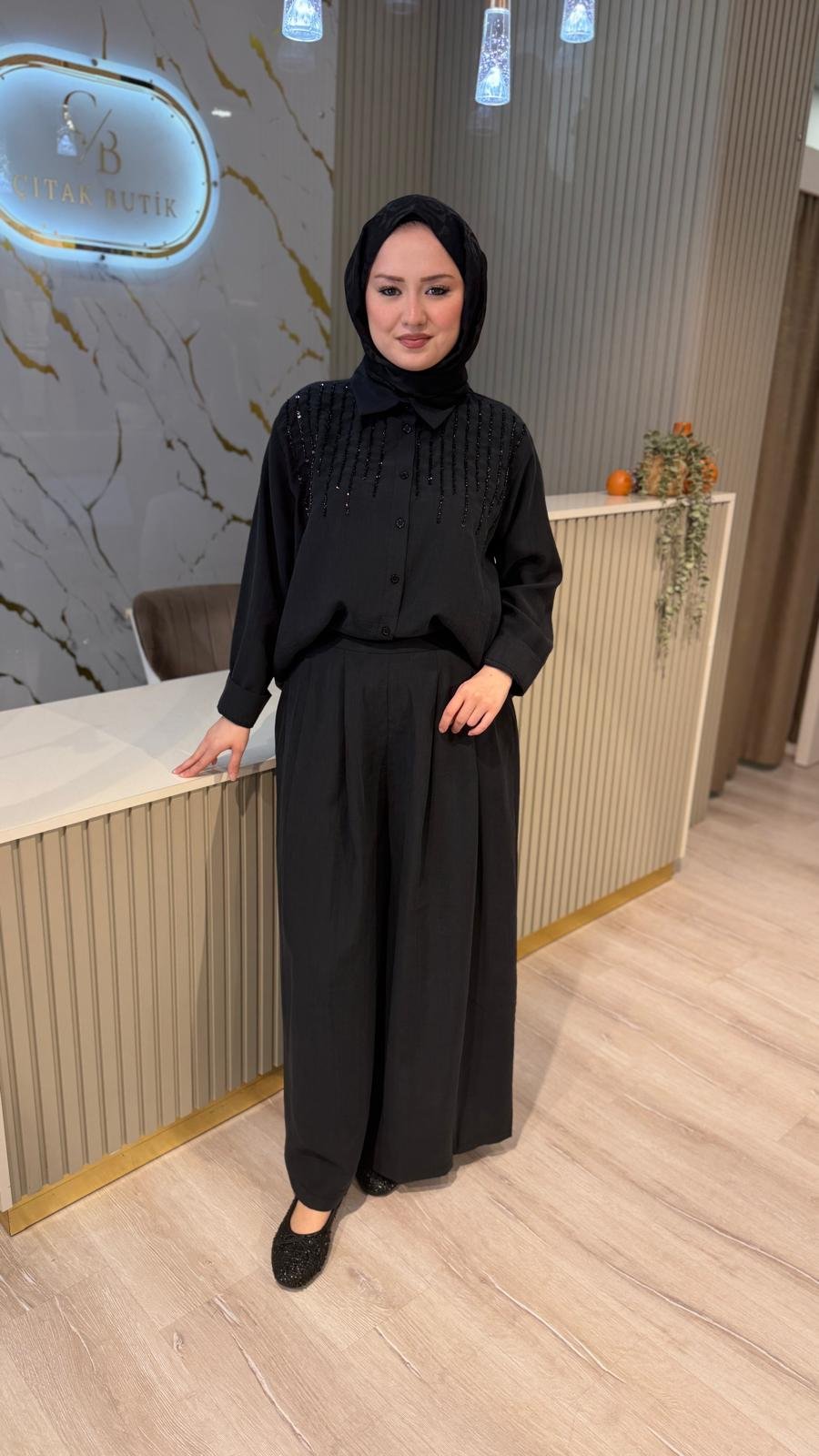 PUANE 18310 BOL PAÇA PANTOLON - SİYAH