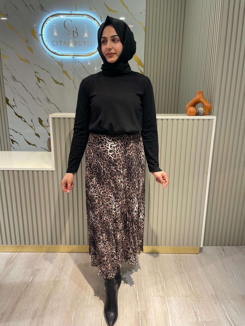 SENTEZ 5432 LEOPAR KIRIŞTIRMA ETEK-KAHVE