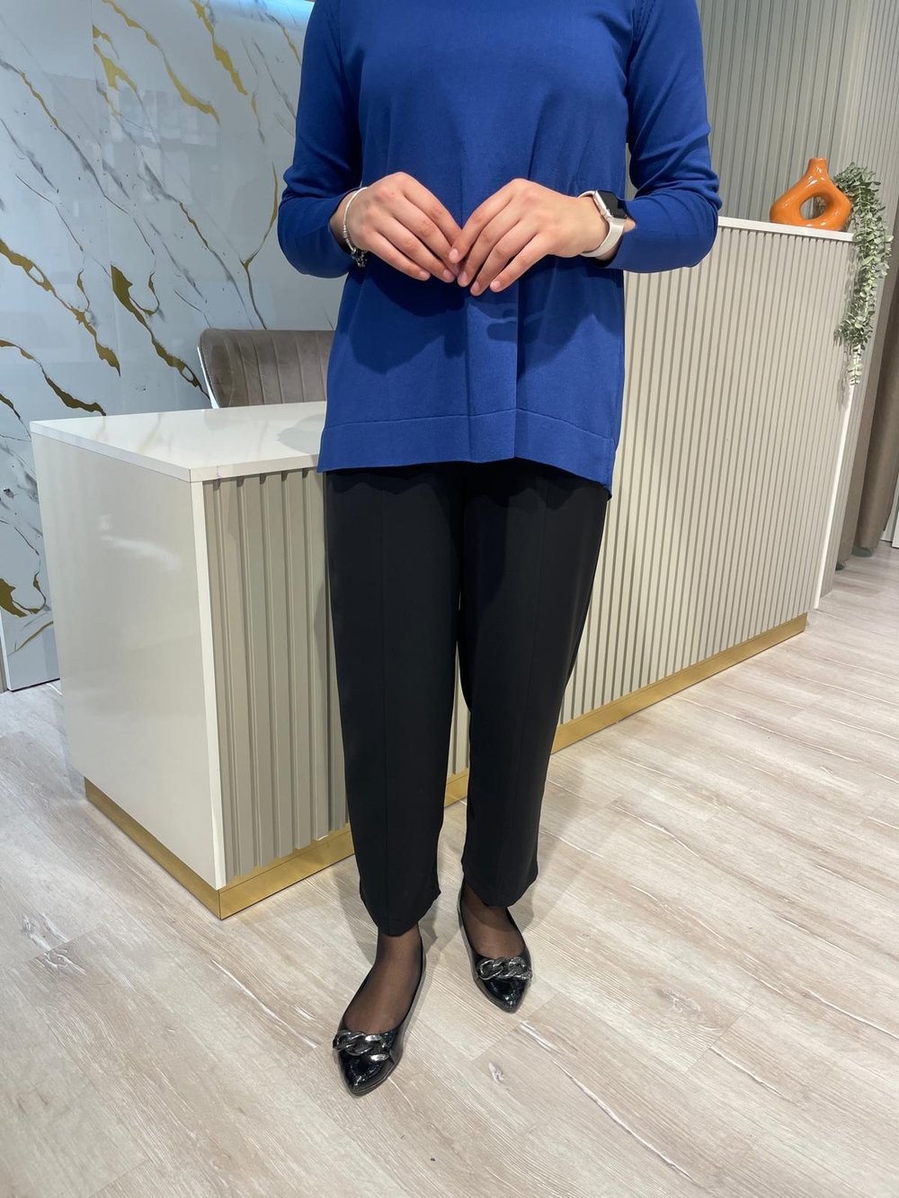 SENTEZ 5618 ELEGANCE BELİ LASTİKLİ DAR PAÇA PANTOLON-SİYAH