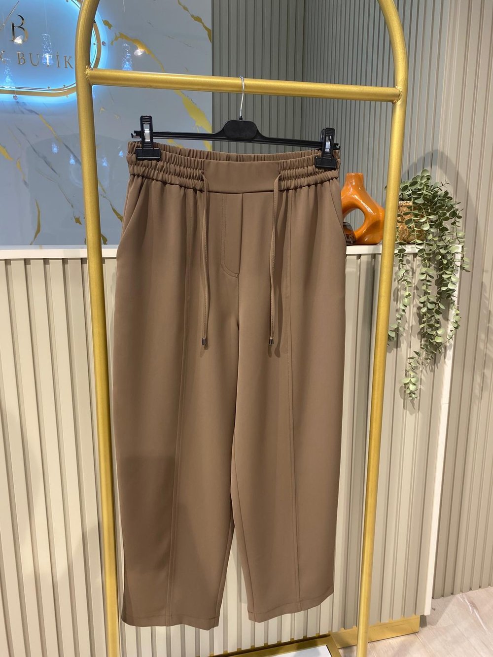 SENTEZ 5618 ELEGANCE BELİ LASTİKLİ DAR PAÇA PANTOLON-VİZON