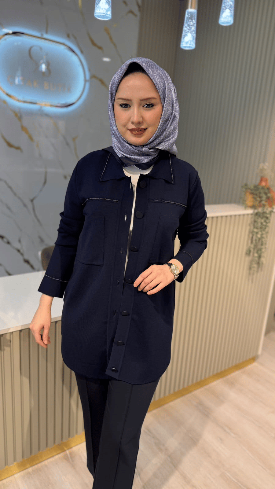 TIĞ TRİKO 21562 CEP DETAYLI RAYON  CEKET- LACİVERT