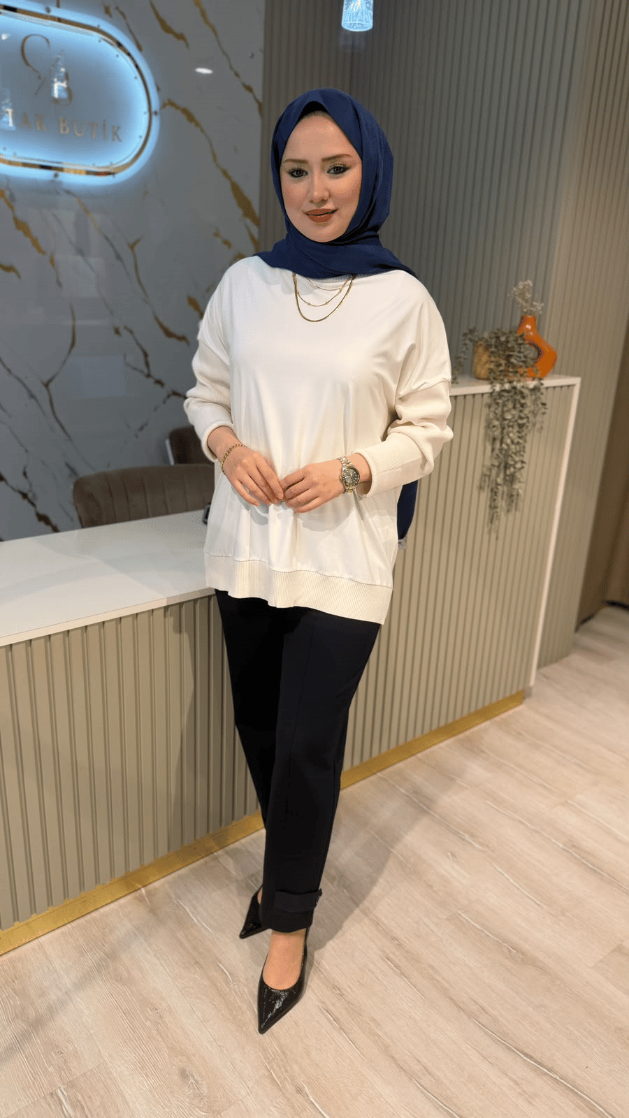 TIĞ TRİKO 21812 KUMAŞ GARNİLİ RAYON TUNİK- VANİLYA