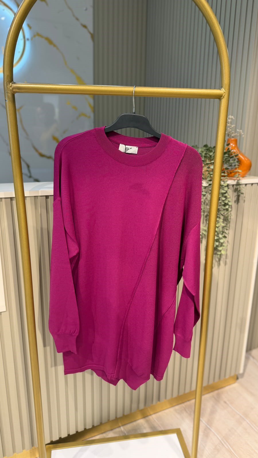 TIĞ TRİKO 21872 ÖRGÜ DETAYLI RAYON TUNIK-FUŞYA