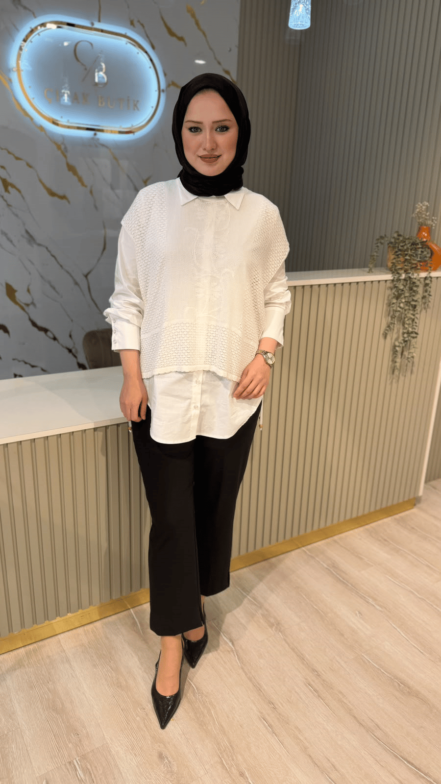 TIĞ TRİKO 22161 KETEN TRİKO SÜVETER VE POPLİN GÖMLEK TAKIM - EKRU-EKRU