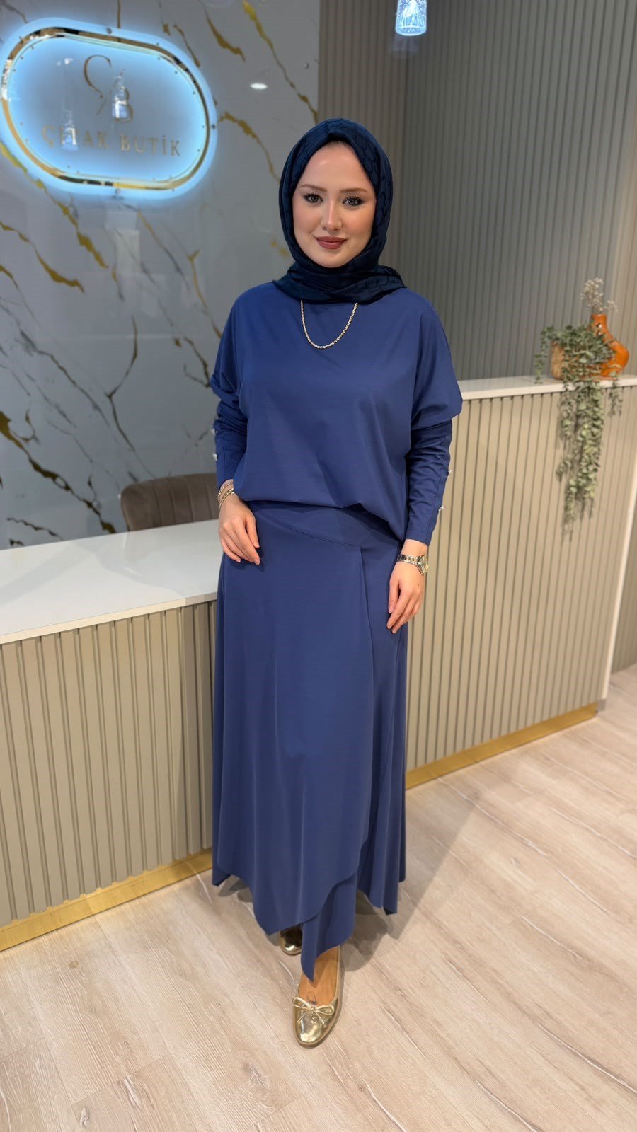TIĞ TRİKO 5149 VEREV KESİMLİ ETEKLİ TAKIM - İNDİGO