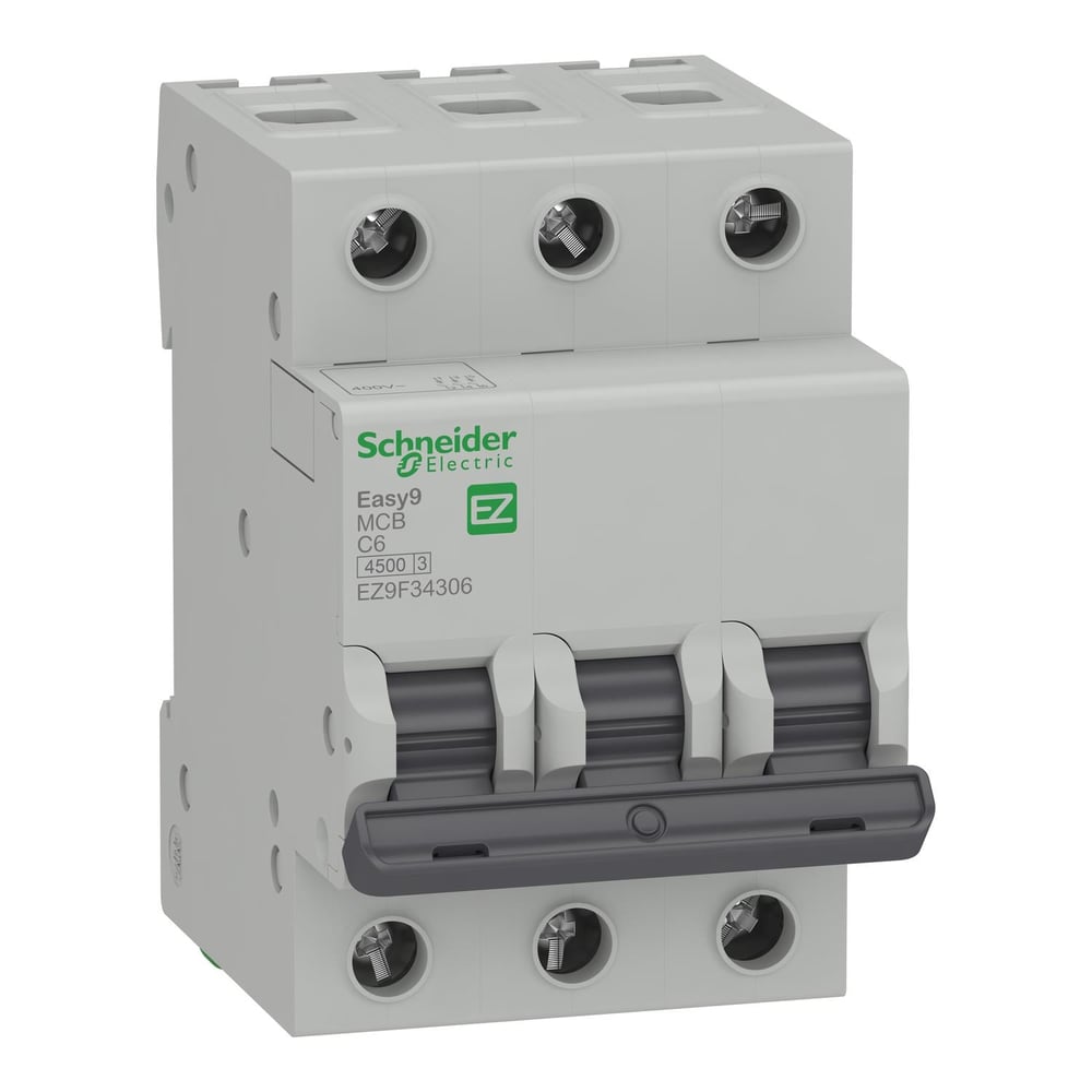 EZ9F34306SchneiderOtomatik Sigorta, Easy9, 4,5kA, C-Eğrisi, 3-Kutup, 6A EZ9F34306
