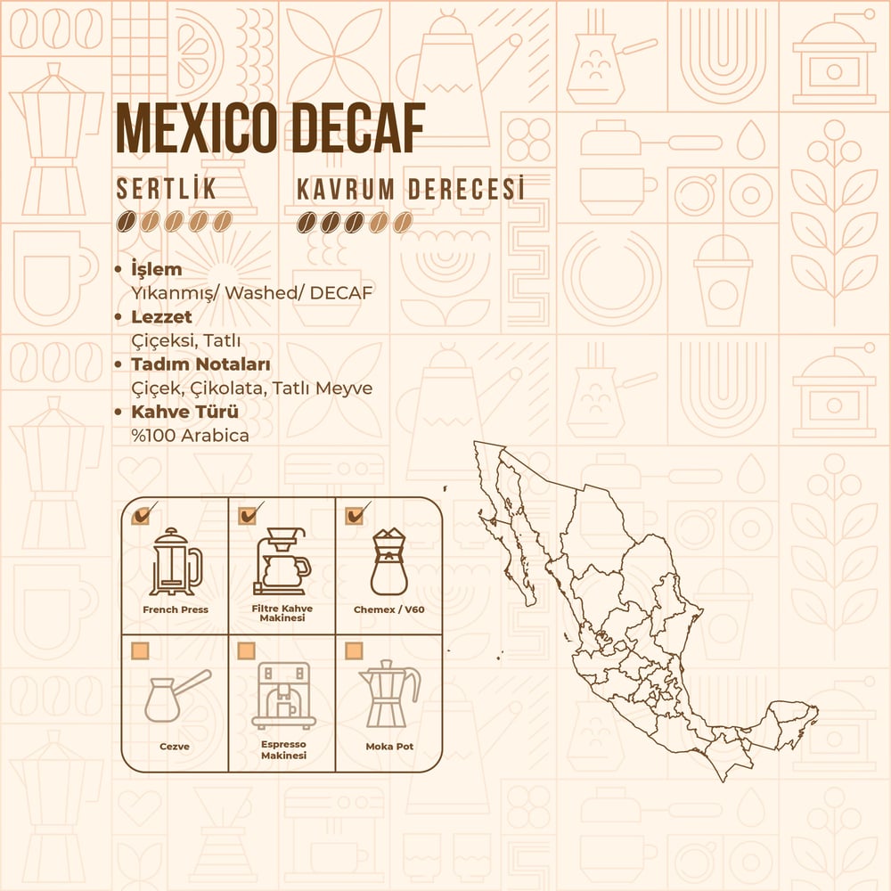 De La Pau 250 Gr Mexico Decaf Kafeinsiz Öğütülmüş Yöresel Kahve