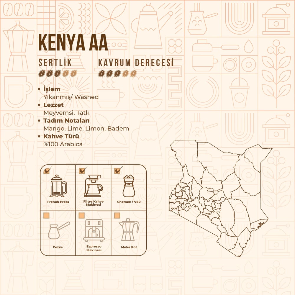 De La Pau Kenya AA Single Origin Whole Bean Coffee 250 g
