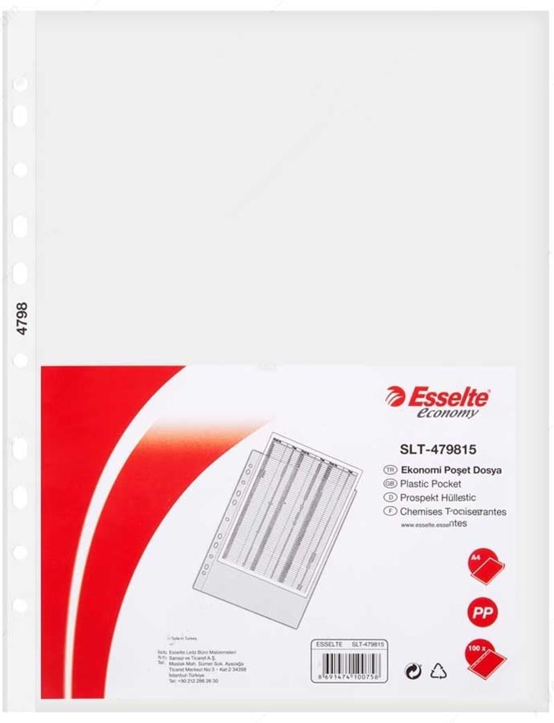 Esselte Eco A4 Poşet Dosya - 100lü Paket