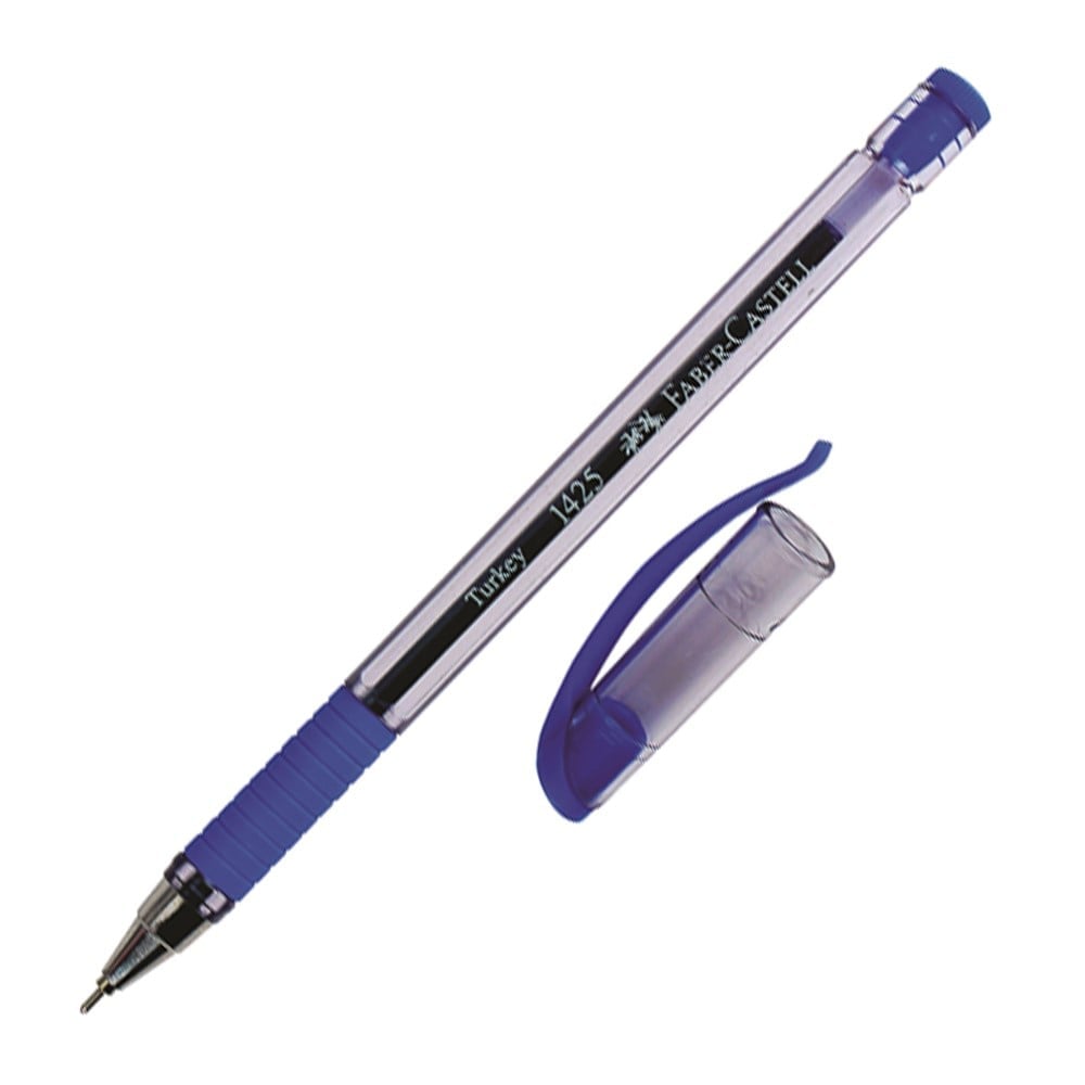 Faber Castell-Faber Castell Tükenmez Kalem 1425 İğne Uç Mavi - Kutu - 10 Adet