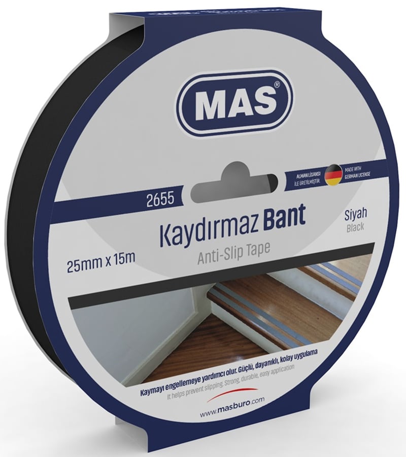 Mas-MAS 2655 Kaydırmaz Bant 25mm x 15m Siyah