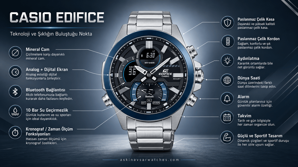 Casio Edifice ECB-30DB-1ADF Erkek Kol Saati