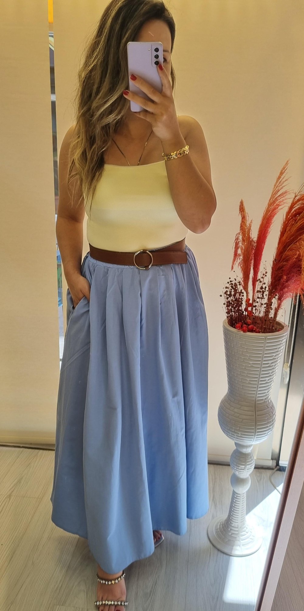 Bebe Mavisi Poplin Etek