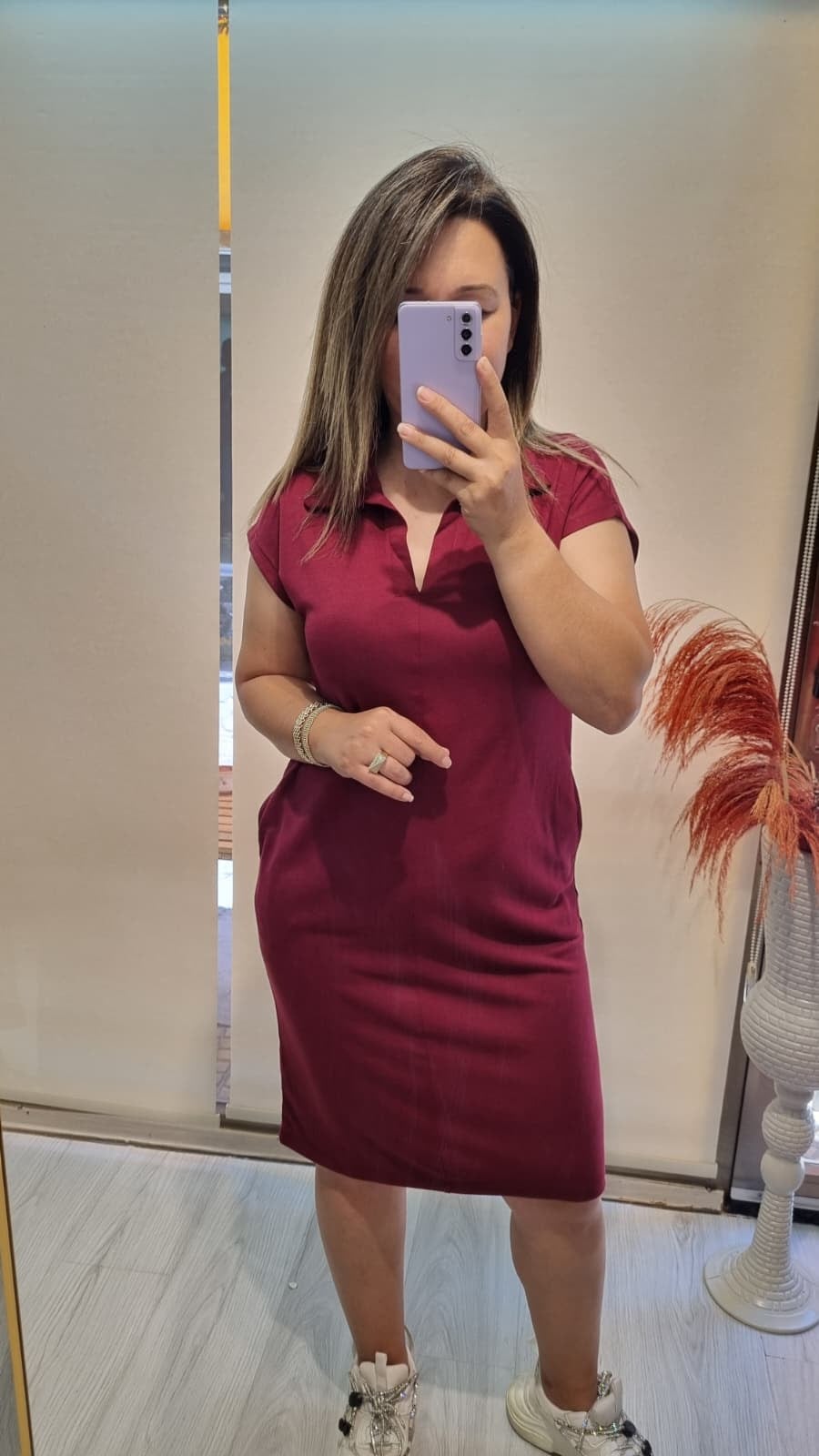 Bordo Modal Kumaş Basic Elbise