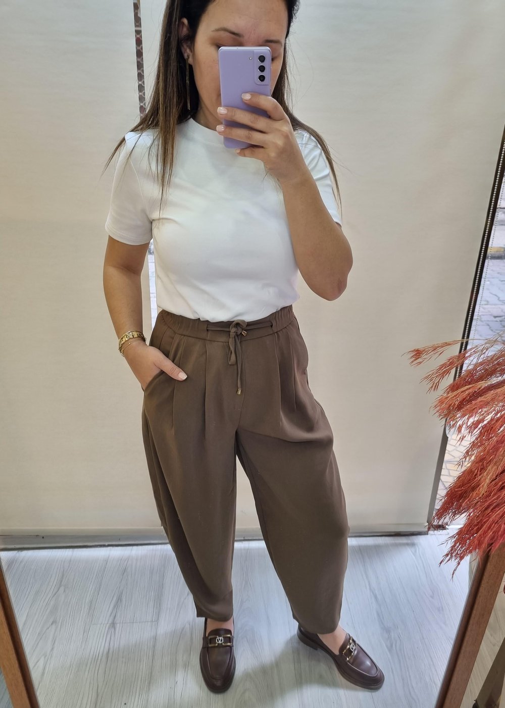 Kahverengi Rahat Kesim Pantolon