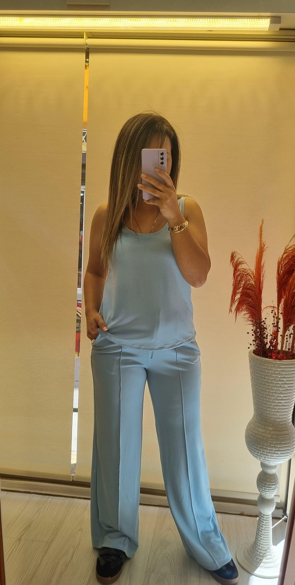 Kalın Askılı Bebe Mavisi Modal Takım