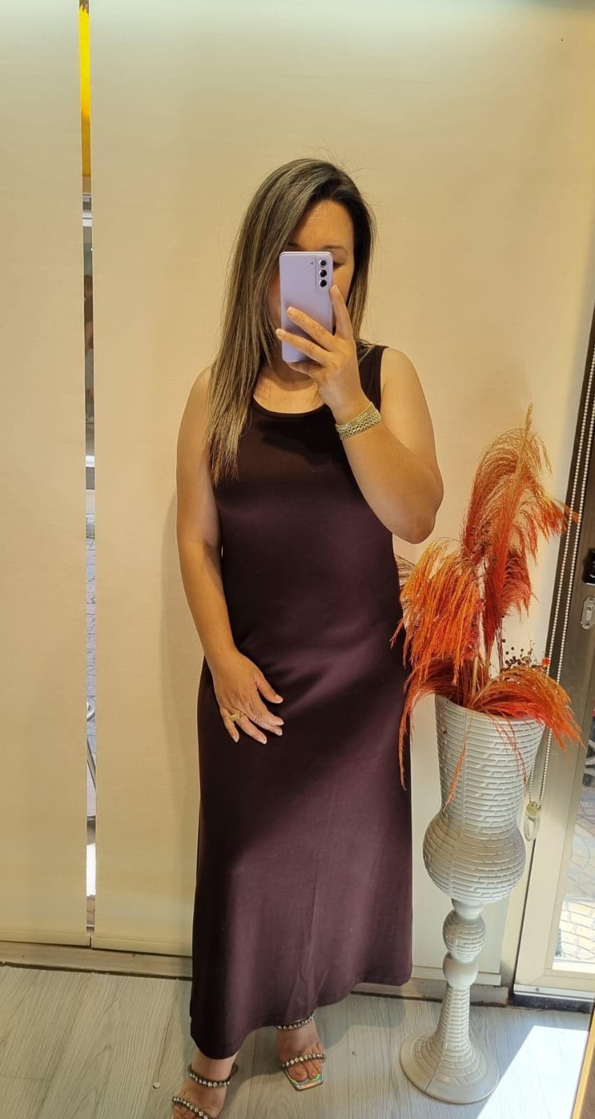 Premium Kalite Modal Kumaş Acı Kahve Elbise 